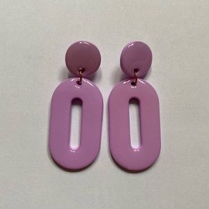 Blush Daisy Lavender Long Oval Statement Earrings